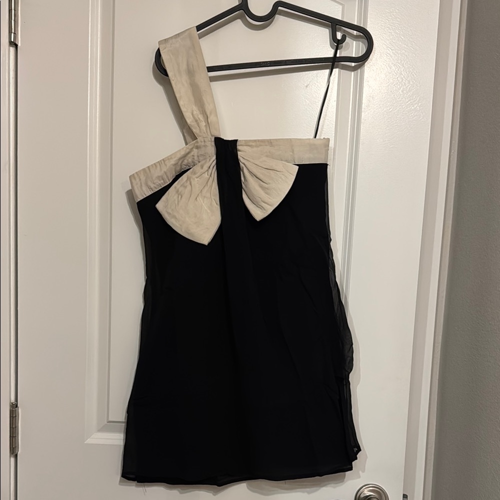 Lipsy London 100% Silk Black and Cream Dress